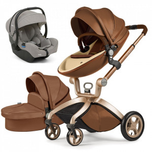 Set 3 in 1 - Carucior Hot Mom Premium Coffe 2 in 1 + Scoica auto Joie i-Size i-Gemm 2 Pebble