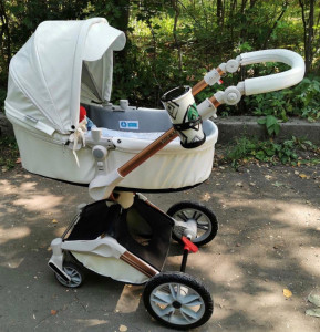 Set 3in1 - Carucior Copii Hot Mom 360 Alb 2 in 1 + Scoica auto Hot Mom