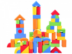 Set educational, Cuburi moi colorate, din Spuma, 80 de piese