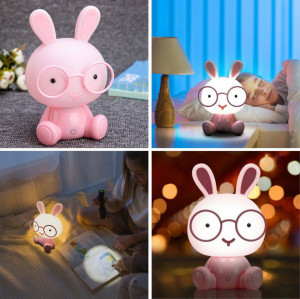 Severno Rabbit - Lampa de veghe de noptiera IEPURAS Roz, 23 cm
