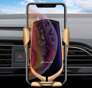 Suport auto pentru telefon, cu incarcator Quick Charge 3.0, incarcare inductiva, atasare grilaj auto, Severno, QI, DC 5V 2A / DC 9V 1.67A