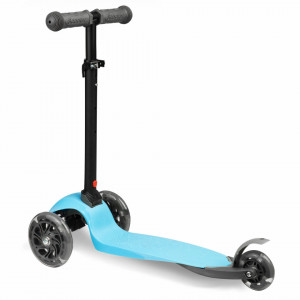 Trotineta de echilibru pentru copii, Ricokids, Loco, cu 3 roti, lumini LED, pliabila, ghidon reglabil, pana la 25 kg, Albastra