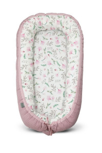 Babynest pentru copii, 80 x 50 cm, ajustabil, portabil, reductor patut, Tiny Star, Bambus, Floral