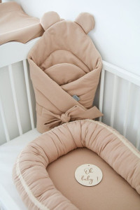 Babynest pentru copii, 80 x 50 cm, ajustabil, portabil, reductor patut, Tiny Star, Sepia