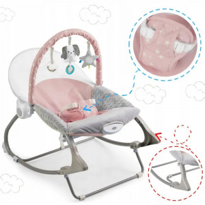 Balansoar pentru copii, cu vibratii, 2 trepte de inclinare, bara de jucarii, Ricokids, Roz