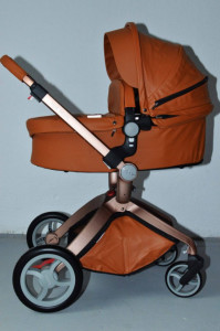 Carucior Copii Hot Mom Premium 2 in 1 Brown, varsta intre 0 si 36 de luni, sigur si usor de folosit