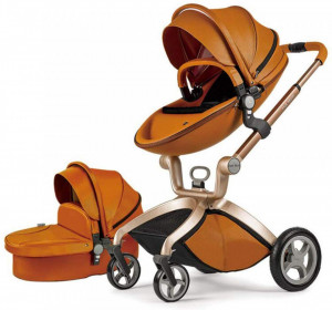 Carucior Copii Hot Mom Premium 2 in 1 Brown, varsta intre 0 si 36 de luni, sigur si usor de folosit