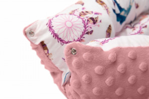 Cosulet cuib bebelus Minky bumbac 70x30 cm Sensillo Retro Pasari Roz