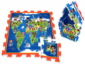 Covor de activitati, Puzzle, din spuma, Harta Lumii, Children of the World, 280 x 280 cm