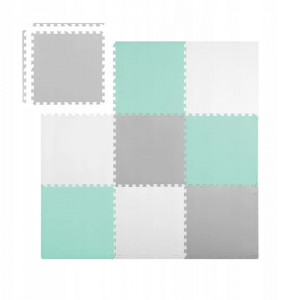 Covoras puzzle din spuma pentru copii, 180x180cm, 9 piese, Ricokids, 7504, Gri Menta