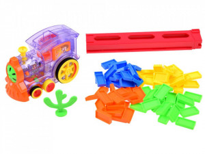 Jucarie interactiva, Locomotiva, cu lumini si sunete, cu 80 de piese Domino
