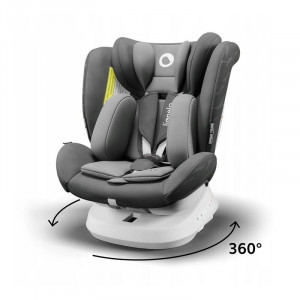Lionelo - Scaun auto pentru copii Bastiaan One Pozitie de somn, Protectie laterala, Rotire 360 grade, Top Tether, 0-36 Kg, cu Isofix, Gri