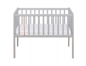 Patut pentru Copii, din Lemn de Pin Masiv, 90 x 40 cm, Woodies Safe Dreams, Crib Stardust Grey