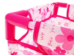 Patut pentru papusi, 49 x 32 x 43 cm, Jokomisiada, Doll Bed Lovely, pliabil, cu husa pentru depozitare, Roz