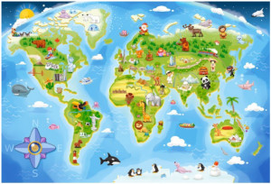 Puzzle pentru copii, Harta Lumii, 40 de piese, Maxi