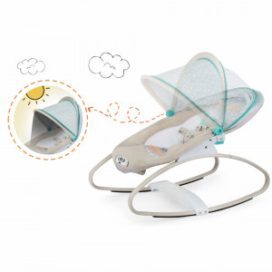 Ricokids - Balansoar pentru copii, de la nastere, cu vibratii si melodii, copertina, bara cu jucarii, Grey
