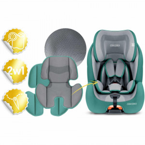 Ricokids - Scaun auto pentru copii, 9 - 36 kg, cu ISOFIX, pozitie reglabila, Qway Gri Menta
