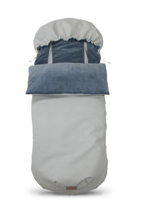 Sac de dormit pentru carucior, 110 x 47 cm, bumbac, velur, poliester, confortabil, calduros, protector, Tiny Star, Light Grey & Steel
