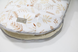 Sac de dormit pentru carucior, 90 x 50 cm, bumbac, velur, poliester, confortabil, calduros, protector, Tiny Star, Grain & Ivory