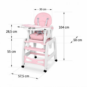Scaun de masa 5 in 1, balansoar, hranire, joaca, scaun cu masa, Ricokids, Sinco, roz