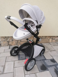 Set 3 in 1 - Carucior Hot Mom Premium Grey 2 in 1 + Scoica auto Joie Gemm Foggy Gray