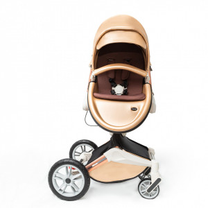 Set 4 in 1 - Carucior Hot Mom Champagne 2 in 1 + Scoica auto Joie i-Size i-Gemm 2 Pebble + Baza isofix i-Base