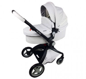 Set 4 in 1 - Carucior Hot Mom Premium Grey 2 in 1 + Scoica auto Joie Gemm Foggy Grey, 0-13kg + Baza isofix i-Base
