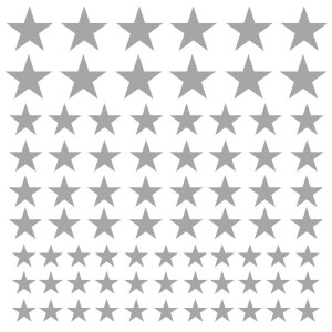 Set 77 Stickere Argintii pentru perete, decor pentru camera copilului, Tiny Star Sylver