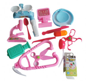 Set de joaca Doctor, 14 piese, cutie roz, Doctor Play Set, No 880D