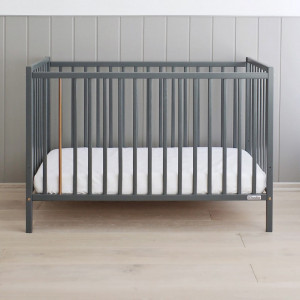 Set Patut Bebe Din Lemn Masiv Woodies Stardust Antracit , 120 cm x 60 cm + Saltea Cocos Confort II 10 c