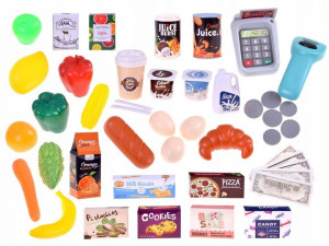 Set Supermarket de jucarie, cu accesorii, casa de marcat, produse, cos de cumparaturi, Jokomisiada, ZA3174