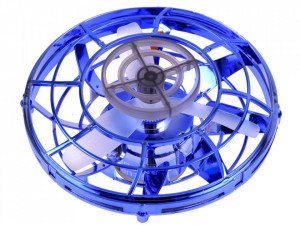Spinner zburator antistres, Flying Gyro, cu functie de bumerang, incarcator USB, lumini LED, Albastru