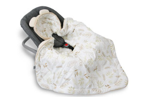 Tiny Star - Husa Pentru Scaun Auto Sweet Grain & Ivory, Paturica De Infasat, Cocon, Fixata Cu Sistem Velcro