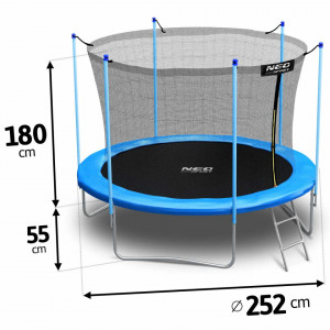 Trambulina pentru copii, Neo-Sport, 252 cm / 8 ft, cu plasa interioara si scara metalica, greutate maxima 1000 kg