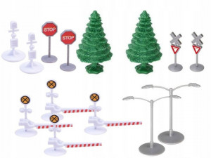 Tren electric cu 3 vagoane de pasageri, lungimea liniei 900 cm, cu lumini, dispozitiv comutare sina, accesorii pentru decor, Alb