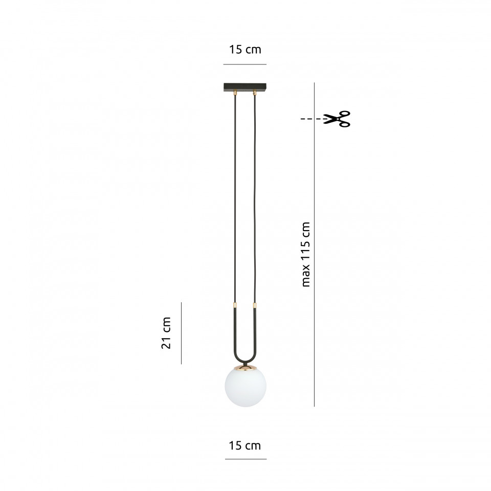 Pendul Reeds Pendul modern negru cu glob din sticla alba Glam