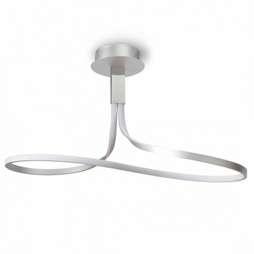 Lustra argintie, Lustra moderna argintie, Lustra argintie din metal, Lustra forma infinit, Lustra moderna argintie, Lustra living, Lustra living argintie, Lustra moderna, Lustra dormitor, Lustra dormitor argintie, Lustra metal, Lustra cu led