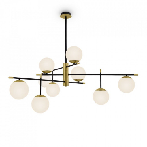 lustra moderna, lustra cu globuri, lustra living, lustra cu 9 becuri, lustra neagra, lustra aurie, candelabru, lustra sufragerie, lustra dormitor