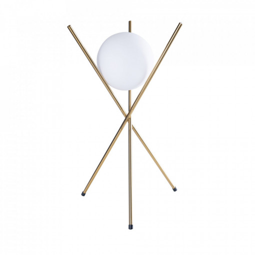 Veioza Xena Maxlight Auriu -T0044  Culoare: Auriu  Dimensiuni: Diametru 35cm, Inaltime 60cm, Cablu 150cm  Material: Metal, Sticla  Becuri: 1 x  max 60W E27 230V-nu este inclus