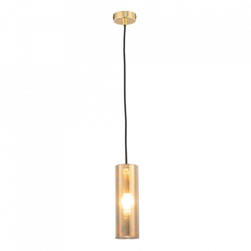 Pendul Maytoni Gioia Auriu -01G  Culoare: Auriu  Dimensiuni: Diametru 8cm, Inaltime 100cm (min) 178cm (max)  Material structura: Metal  Material abajur: Sticla  Becuri: 1 x E14 (40W) - nu este inclus  Greutate: 0.6kg