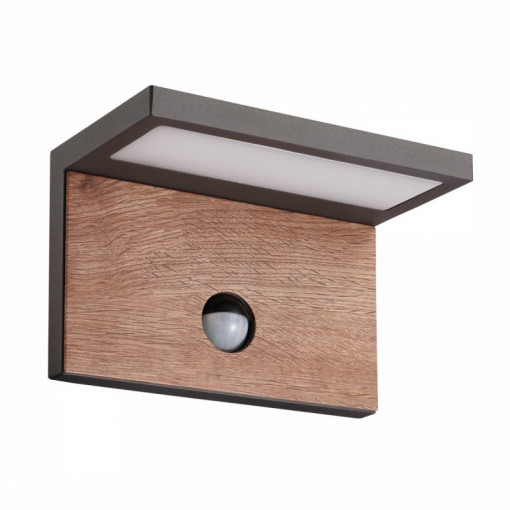 Aplica perete exterior, Aplica perete exterior cu senzor, Aplica exterior gri inchis, Aplica exterior detalii lemn, Aplica exterior aluminiu, Aplica exterior grafit, Iluminat exterior, Iluminat terasa, Aplica terasa, Aplica exterior intrare, Aplica modern