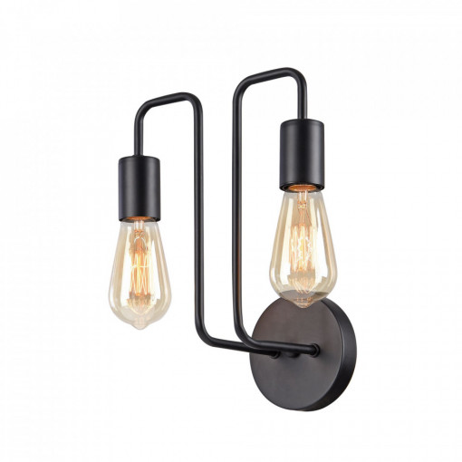 Aplica perete Maytoni Gilbert Negru - 02B  Culoare: Negru  Dimensiuni: Lungime 25cm, Latime 17cm, Inaltime 30.5cm  Material: Metal  Becuri: 2 X E27 (60W)  Greutate: 0.6kg