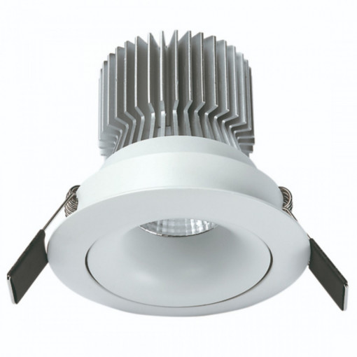 Spot incastrat FORMENTERA Alb 4000k -C0078  Culoare: Alb  Dimensiuni: Diametru 10.75cm, Inaltime 8.9cm   Material structura: Metal  Becuri:  LED 12W  Temperatura de culoare: 4000 k  Flux luminos: 940 Lm