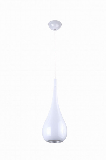 Pendul Drop Maxlight Alb -P0235  Culoare: Alb  Dimensiuni: Diametru 20cm, Inaltime 52cm - 120cm (max)   Material structura: Metal  Materail abajur: Sticla  Becuri: 1 x 40W E27 230V - nu este inclus