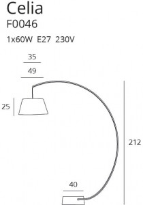 Lampadar Celia Maxlight Negru -F0046  Culoare: Negru  Dimensiuni:  Diametru abajur min. 35 cm, max. 49 cm, Inaltime abajur 25cm  Diametru suport 40 cm   Inaltime 212cm  Material: Metal Becuri: 1 x 60W E27 230V - nu sunt incluse