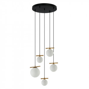 Lustra moderna bronz cu 5 globuri din sticla Italux Merset