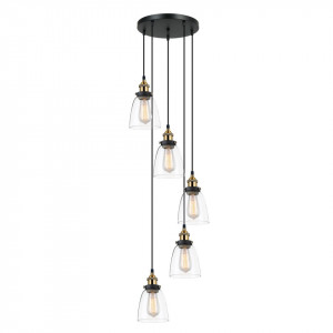 Lustra moderna neagra cu 5 pendule Italux Francis