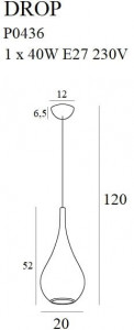Pendul Drop Maxlight Auriu Mat -P0436   Culoare: Auriu  Dimensiuni: Diametru 20cm, Inaltime 52cm - 120cm (max)   Material structura: Metal  Materail abajur: Sticla  Becuri: 1 x 40W E27 230V - nu este inclus