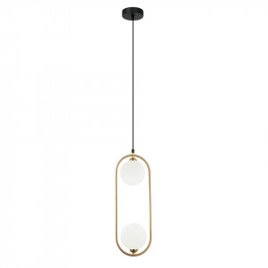 Pendul modern alama cu 2 globuri de sticla albe Italux Lupus