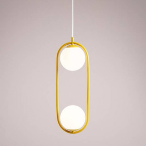 Pendul modern galben cu 2 globuri de sticla Aldex Riva